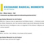 Exchange Radical Moments! Live Art Festival, Interview #14: Biljana Isijanin