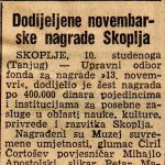 Dodeljene novembarske nagrade Skoplja